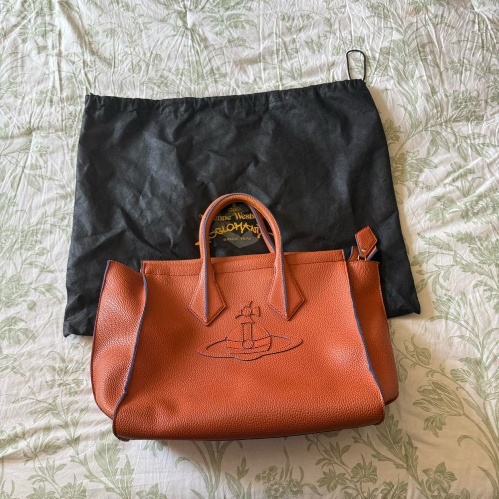 Vivienne Westwood Brown Leather Tote with Embossed Orb - Picture 2 of 8